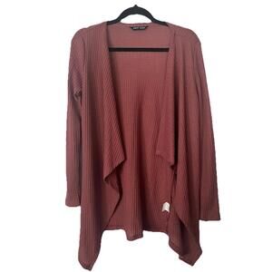 SHEIN Waffle Knit Open Front Cardigan Women’s Size M Rust Rose Long Sleeve Drape